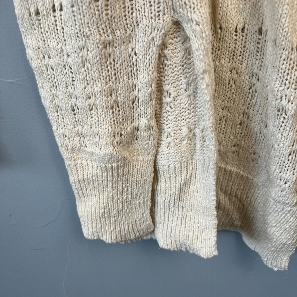 Free People Hot Tropics Open Knit Pullover Cotton Sweater SZ L Boho Festival - Picture 6 of 11
